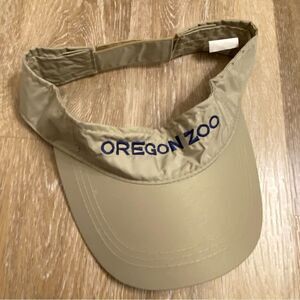 J Hats vintage tan khaki beige visor 100% nylon Oregon Zoo adult Hat